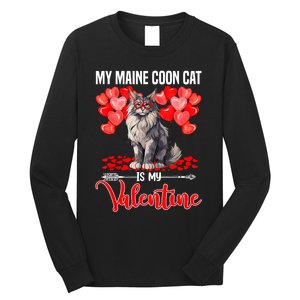 Cute My Maine Coon Cat Is My Valentine Valentines Day Long Sleeve Shirt