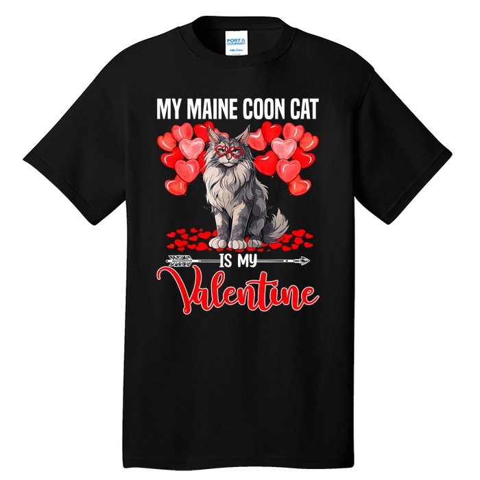 Cute My Maine Coon Cat Is My Valentine Valentines Day Tall T-Shirt