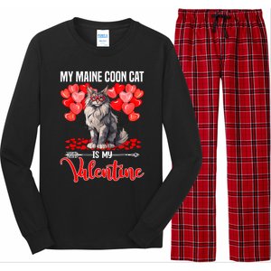 Cute My Maine Coon Cat Is My Valentine Valentines Day Long Sleeve Pajama Set