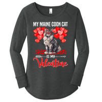 Cute My Maine Coon Cat Is My Valentine Valentines Day Women's Perfect Tri Tunic Long Sleeve Shirt