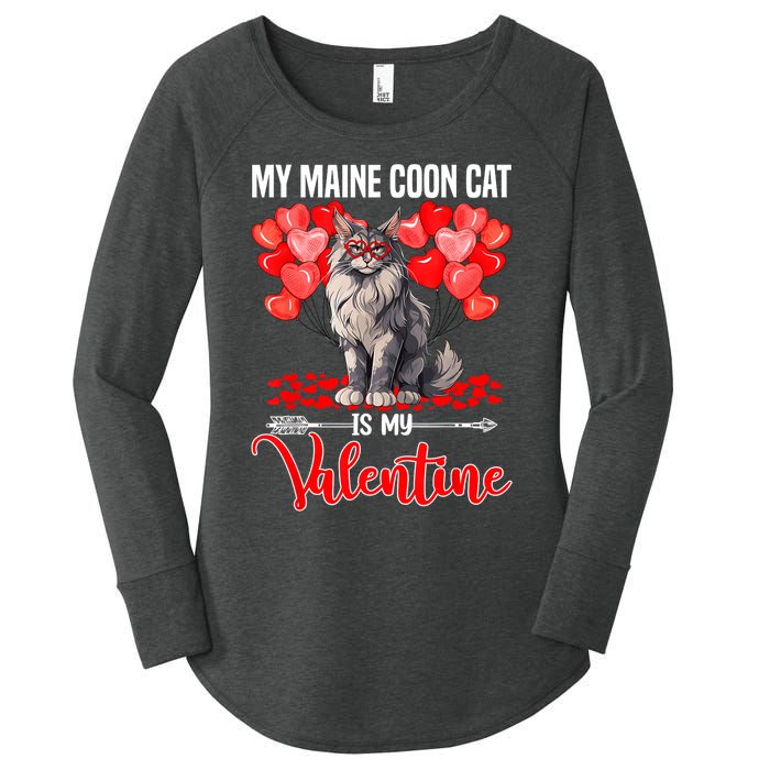 Cute My Maine Coon Cat Is My Valentine Valentines Day Women's Perfect Tri Tunic Long Sleeve Shirt