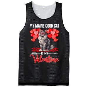 Cute My Maine Coon Cat Is My Valentine Valentines Day Mesh Reversible Basketball Jersey Tank