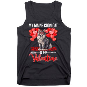 Cute My Maine Coon Cat Is My Valentine Valentines Day Tank Top