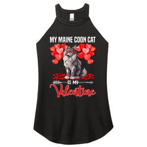 Cute My Maine Coon Cat Is My Valentine Valentines Day Women's Perfect Tri Rocker Tank