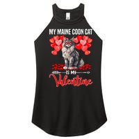 Cute My Maine Coon Cat Is My Valentine Valentines Day Women's Perfect Tri Rocker Tank