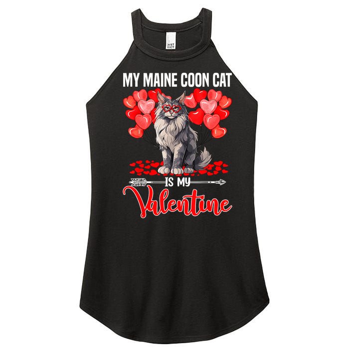 Cute My Maine Coon Cat Is My Valentine Valentines Day Women's Perfect Tri Rocker Tank