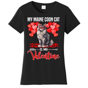 Cute My Maine Coon Cat Is My Valentine Valentines Day Women's T-Shirt