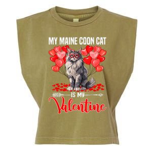 Cute My Maine Coon Cat Is My Valentine Valentines Day Garment-Dyed Women's Muscle Tee