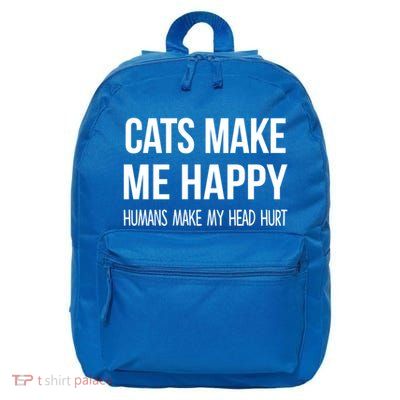 Cats Make Me Happy Hu Make My Head Hurt Gift 16 in Basic Backpack
