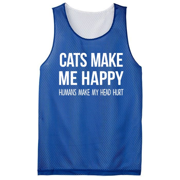 Cats Make Me Happy Hu Make My Head Hurt Gift Mesh Reversible Basketball Jersey Tank