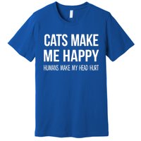 Cats Make Me Happy Hu Make My Head Hurt Gift Premium T-Shirt