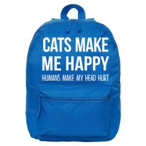 Cats Make Me Happy Hu Make My Head Hurt Gift 16 in Basic Backpack