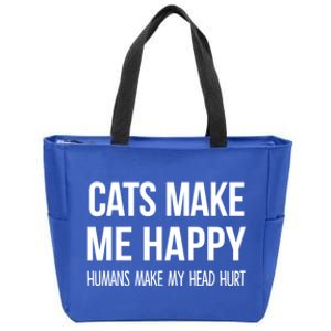 Cats Make Me Happy Hu Make My Head Hurt Gift Zip Tote Bag