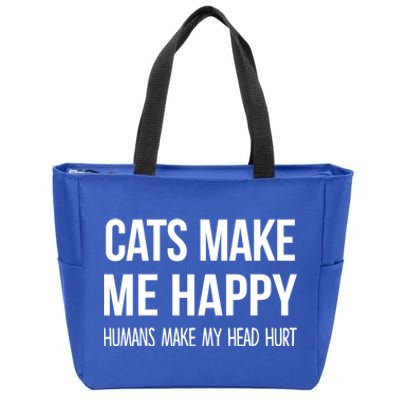 Cats Make Me Happy Hu Make My Head Hurt Gift Zip Tote Bag