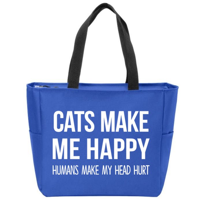 Cats Make Me Happy Hu Make My Head Hurt Gift Zip Tote Bag