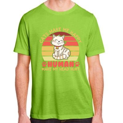 Cats Make Me Happy Hu Make My Head Hurt Cute Gift Adult ChromaSoft Performance T-Shirt