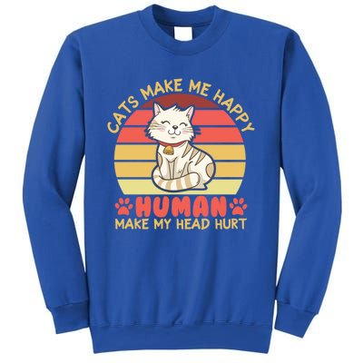 Cats Make Me Happy Hu Make My Head Hurt Cute Gift Sweatshirt