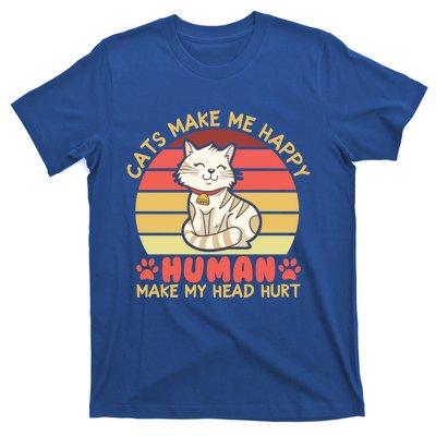 Cats Make Me Happy Hu Make My Head Hurt Cute Gift T-Shirt