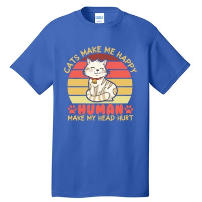 Cats Make Me Happy Hu Make My Head Hurt Cute Gift Tall T-Shirt