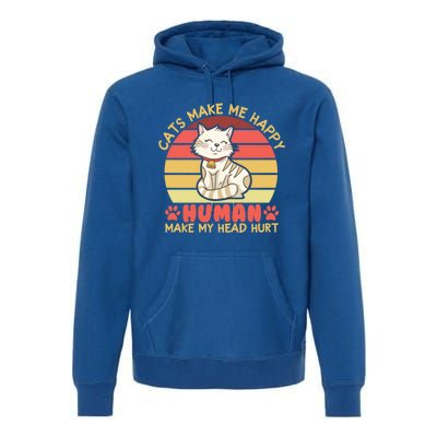 Cats Make Me Happy Hu Make My Head Hurt Cute Gift Premium Hoodie