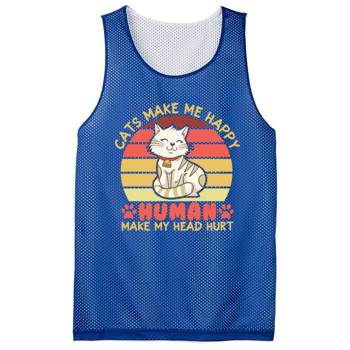 Cats Make Me Happy Hu Make My Head Hurt Cute Gift Mesh Reversible Basketball Jersey Tank