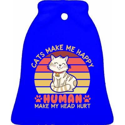 Cats Make Me Happy Hu Make My Head Hurt Cute Gift Ceramic Bell Ornament