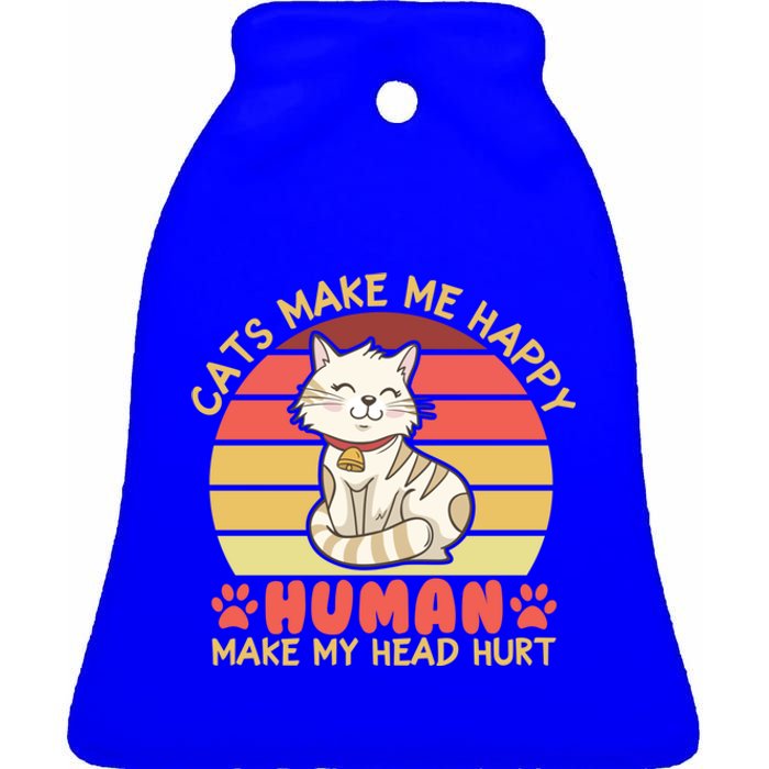 Cats Make Me Happy Hu Make My Head Hurt Cute Gift Ceramic Bell Ornament