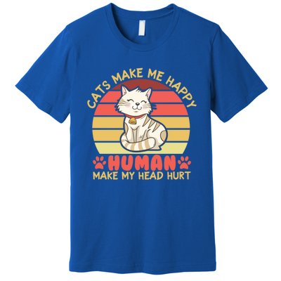 Cats Make Me Happy Hu Make My Head Hurt Cute Gift Premium T-Shirt