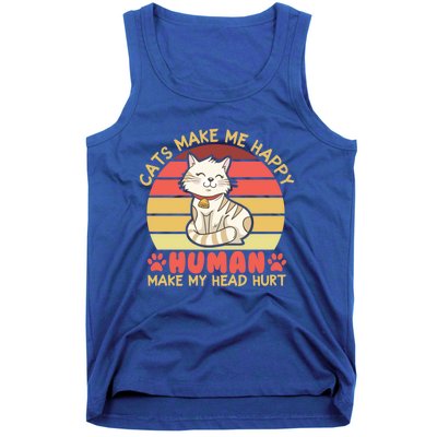 Cats Make Me Happy Hu Make My Head Hurt Cute Gift Tank Top