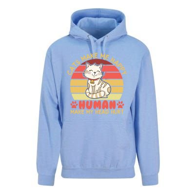 Cats Make Me Happy Hu Make My Head Hurt Cute Gift Unisex Surf Hoodie