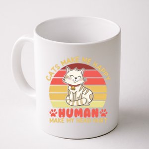 Cats Make Me Happy Hu Make My Head Hurt Cute Gift Coffee Mug