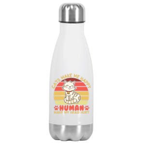 Cats Make Me Happy Hu Make My Head Hurt Cute Gift Stainless Steel Insulated Water Bottle