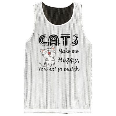 Cats Make Me Happy You Not So Much Mesh Reversible Basketball Jersey Tank