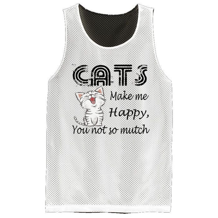 Cats Make Me Happy You Not So Much Mesh Reversible Basketball Jersey Tank