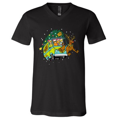 Christmas Mystery Machine Reindeer Gang V-Neck T-Shirt