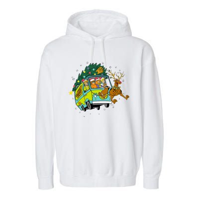 Christmas Mystery Machine Reindeer Gang Garment-Dyed Fleece Hoodie