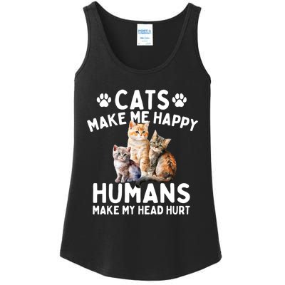 Cats Make Me Happy Humans Make My Head Hurt Cat Lover Ladies Essential Tank