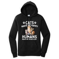 Cats Make Me Happy Humans Make My Head Hurt Cat Lover Women's Pullover Hoodie