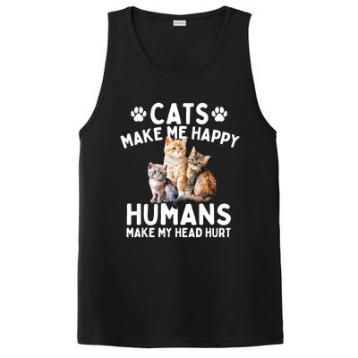 Cats Make Me Happy Humans Make My Head Hurt Cat Lover PosiCharge Competitor Tank