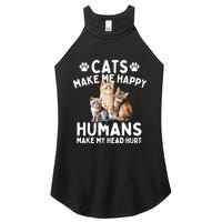 Cats Make Me Happy Humans Make My Head Hurt Cat Lover Women's Perfect Tri Rocker Tank