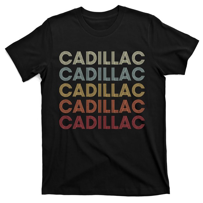 C.A.D..I.L.L.A.C Michigan Mi Retro Vintage Text T-Shirt