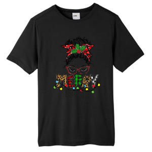 Christmas Merry Mama Messy Bun Hair Christmas Tall Fusion ChromaSoft Performance T-Shirt