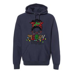 Christmas Merry Mama Messy Bun Hair Christmas Premium Hoodie