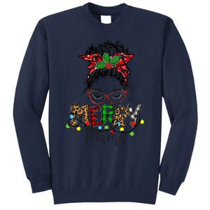 Christmas Merry Mama Messy Bun Hair Christmas Tall Sweatshirt