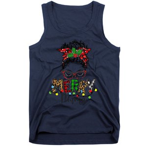 Christmas Merry Mama Messy Bun Hair Christmas Tank Top