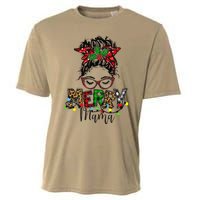 Christmas Merry Mama Messy Bun Hair Christmas Cooling Performance Crew T-Shirt