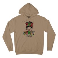 Christmas Merry Mama Messy Bun Hair Christmas Hoodie