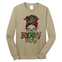 Christmas Merry Mama Messy Bun Hair Christmas Long Sleeve Shirt