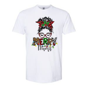 Christmas Merry Mama Messy Bun Hair Christmas Softstyle CVC T-Shirt