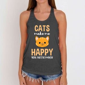 Cats Make Me Happy You Not So Much Women's Knotted Racerback Tank